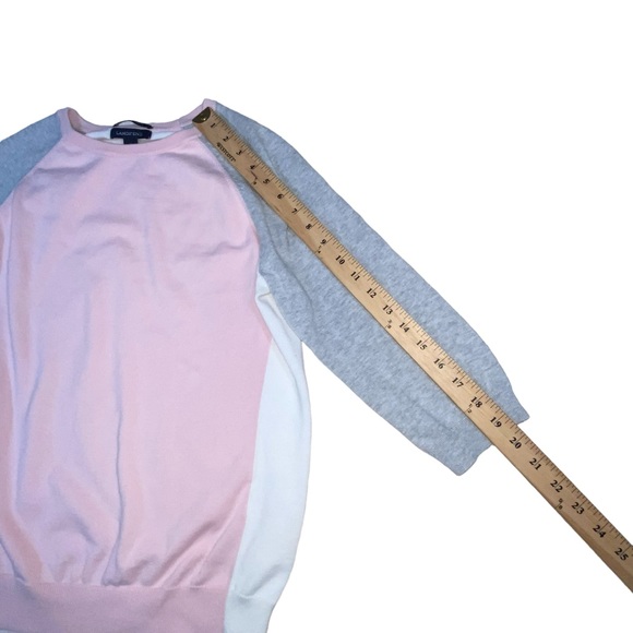 Lands’ End Pink Gray White Raglan Lightweight Knit Top - Women’s Medium 10-12 - Picture 4 of 10